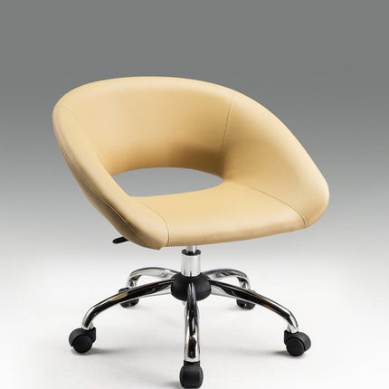 Beige and Silver Faux Leather Adjustable Height Swivel Rolling Office Chair HomeRoots