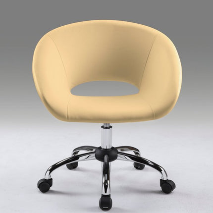 Beige and Silver Faux Leather Adjustable Height Swivel Rolling Office Chair HomeRoots