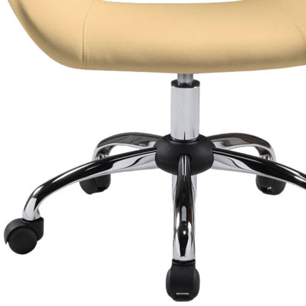 Beige and Silver Faux Leather Adjustable Height Swivel Rolling Office Chair HomeRoots