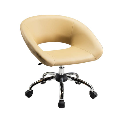 Beige and Silver Faux Leather Adjustable Height Swivel Rolling Office Chair HomeRoots