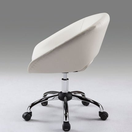 White and Silver Faux Leather Adjustable Height Swivel Rolling Office Chair HomeRoots