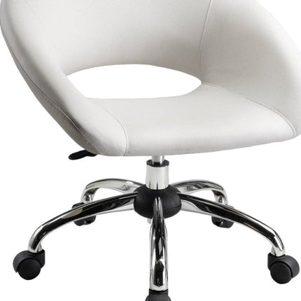 White and Silver Faux Leather Adjustable Height Swivel Rolling Office Chair HomeRoots