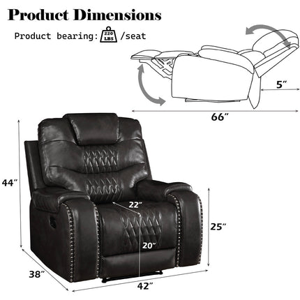 ACME 55412 Braylon Recliner (Motion), Magnetite PU