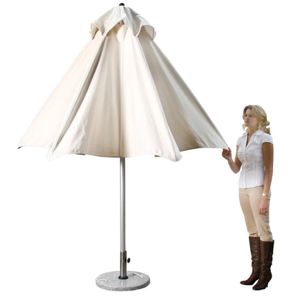 9' Ecru Polyester Round Market Patio Umbrella