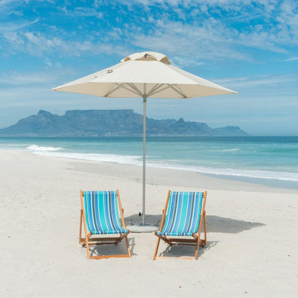 9' Ecru Polyester Round Market Patio Umbrella