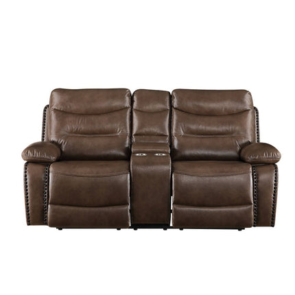 ACME 55421 Aashi Loveseat with Console (Motion), Brown Leather-Gel Match