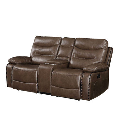ACME 55421 Aashi Loveseat with Console (Motion), Brown Leather-Gel Match ACME Furniture