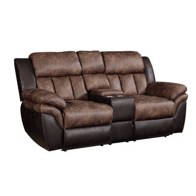 ACME 55426 Jaylen Loveseat with Console (Motion), Toffee & Espresso Polished Microfiber ACME Furniture