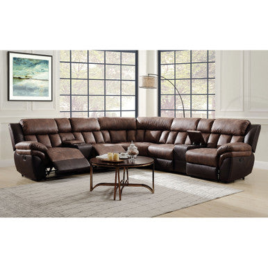 ACME 55430 Jaylen Sectional Motion Sofa, Toffee & Espresso Polished Microfiber ACME Furniture