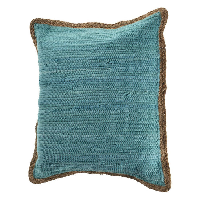 Set of Two 20" Turquoise Cotton And Jute Throw Pillows with Texture HomeRoots