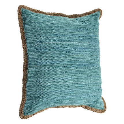 Set of Two 20" Turquoise Cotton And Jute Throw Pillows with Texture