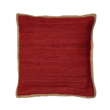 Set of Two 20" Red Cotton And Jute Throw Pillows with Texture HomeRoots