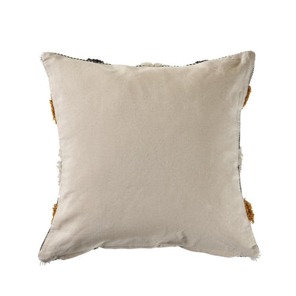 Set of Two 20" Black And Yellow Striped Cotton Throw Pillows with Fringe HomeRoots