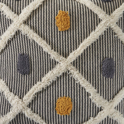 Set of Two 20" Black And Yellow Striped Cotton Throw Pillows with Fringe HomeRoots