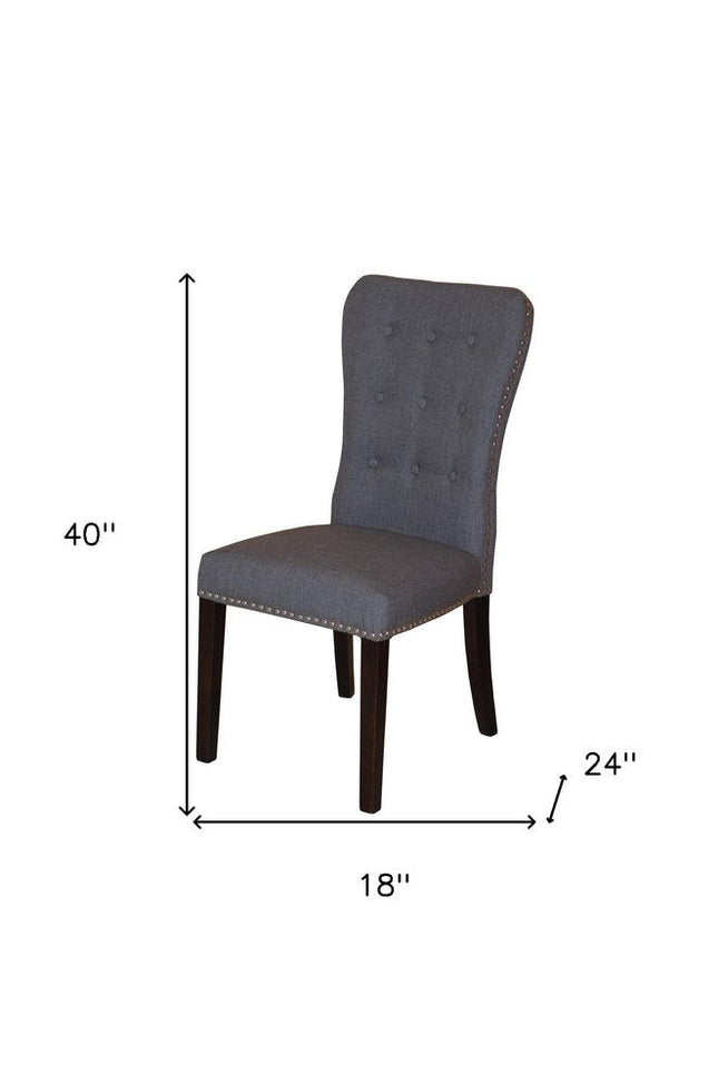 Set of Two Gray and Brown Fabric And Wood Dining Side Chairs HomeRoots