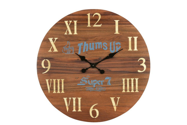 24" Brown Solid Wood Silent Analog Round Wall Clock HomeRoots