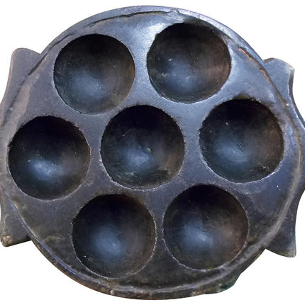 10" Black Cement Seven Tealight Round Candle Holder HomeRoots