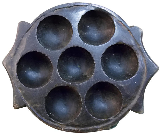 10" Black Cement Seven Tealight Round Candle Holder HomeRoots