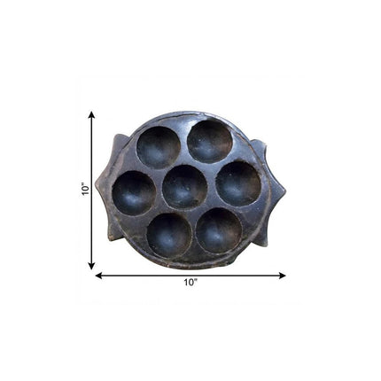 10" Black Cement Seven Tealight Round Candle Holder HomeRoots