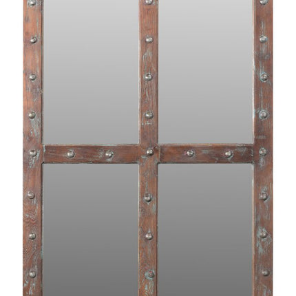 60" Wood Brown Rustic Solid Wood Window Pane Framed Accent Mirror HomeRoots
