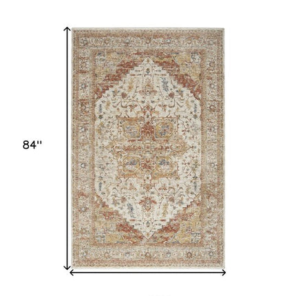 9' X 13' Rust And Ivory Floral Distressed Area Rug HomeRoots