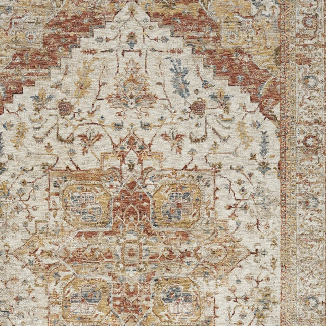 9' X 13' Rust And Ivory Floral Distressed Area Rug HomeRoots