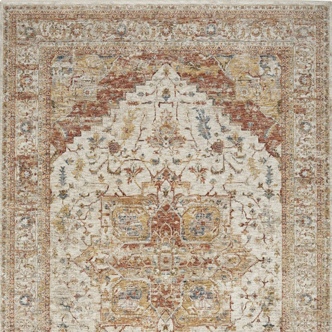 9' X 13' Rust And Ivory Floral Distressed Area Rug HomeRoots
