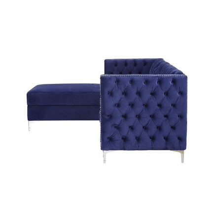 ACME 55490 Sullivan Sectional Sofa, Navy Blue Velvet