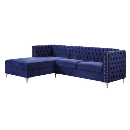 ACME 55490 Sullivan Sectional Sofa, Navy Blue Velvet