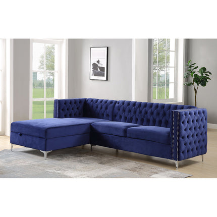 ACME 55490 Sullivan Sectional Sofa, Navy Blue Velvet