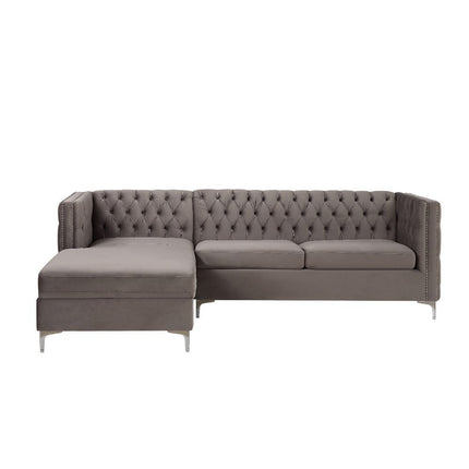 ACME 55495 Sullivan Sectional Sofa, Gray Velvet