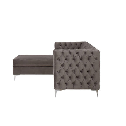 ACME 55495 Sullivan Sectional Sofa, Gray Velvet