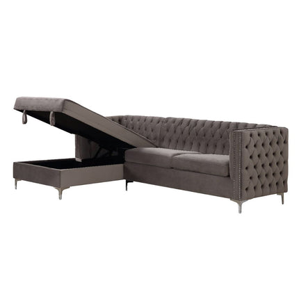 ACME 55495 Sullivan Sectional Sofa, Gray Velvet