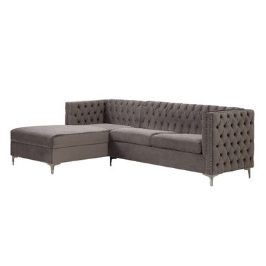 ACME 55495 Sullivan Sectional Sofa, Gray Velvet ACME Furniture