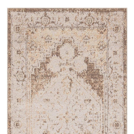 10' Beige And Brown Floral Distressed Runner Rug HomeRoots