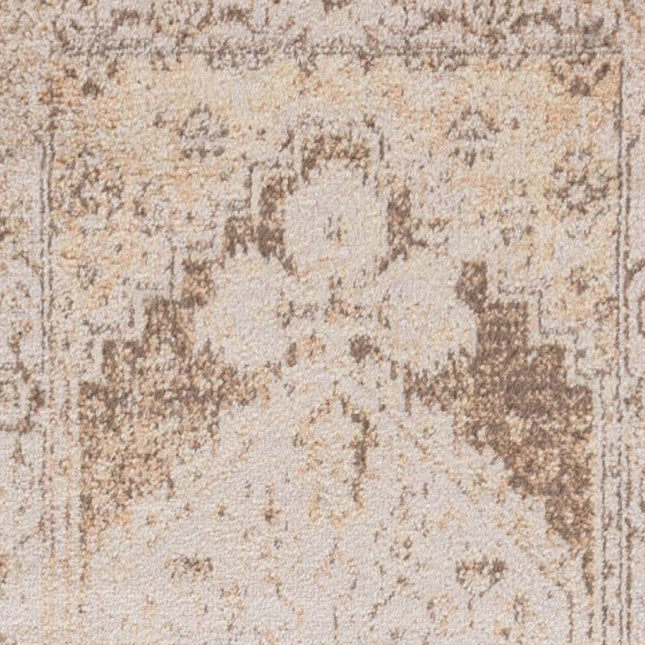 10' Beige And Brown Floral Distressed Runner Rug HomeRoots