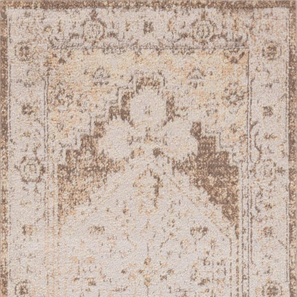 10' Beige And Brown Floral Distressed Runner Rug HomeRoots