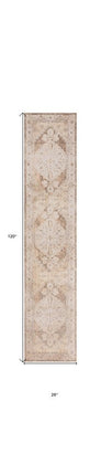 10' Beige And Brown Floral Distressed Runner Rug HomeRoots