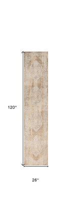 10' Beige And Brown Geometric Runner Rug HomeRoots