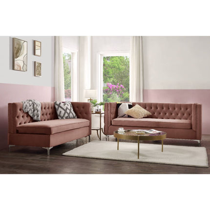ACME 55505 Rhett Sectional Sofa, Dusty Pink Velvet