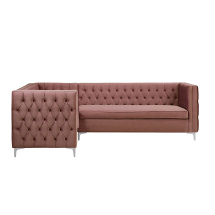 ACME 55505 Rhett Sectional Sofa, Dusty Pink Velvet