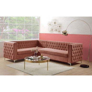 ACME 55505 Rhett Sectional Sofa, Dusty Pink Velvet ACME Furniture