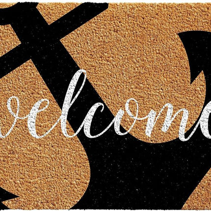 24" X 36" Natural and Black Coir Anchor Welcome Outdoor Door Mat