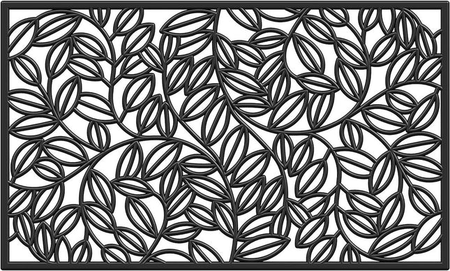 24" X 36" Black Rubber Botanical Leaves Outdoor Door Mat