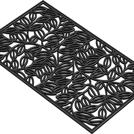 24" X 36" Black Rubber Botanical Leaves Outdoor Door Mat