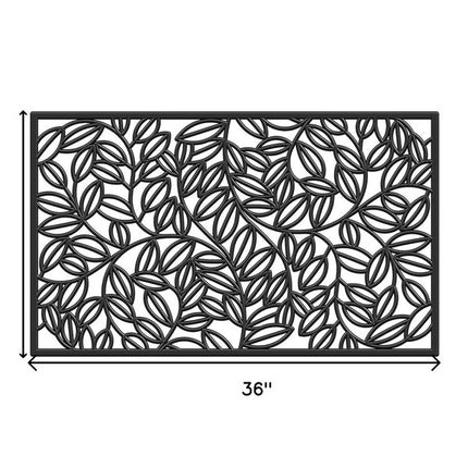 24" X 36" Black Rubber Botanical Leaves Outdoor Door Mat