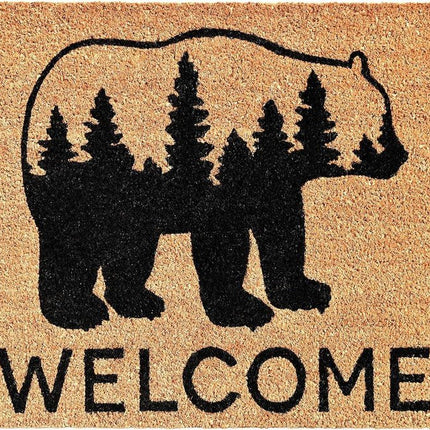 24" X 36" Natural and Black Coir Bear Welcome Outdoor Door Mat