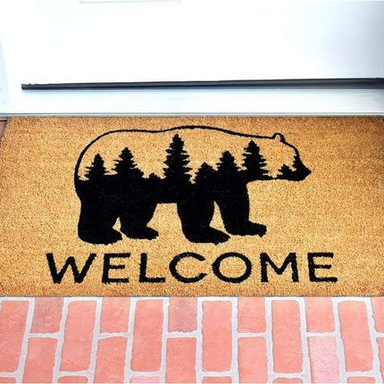 24" X 36" Natural and Black Coir Bear Welcome Outdoor Door Mat