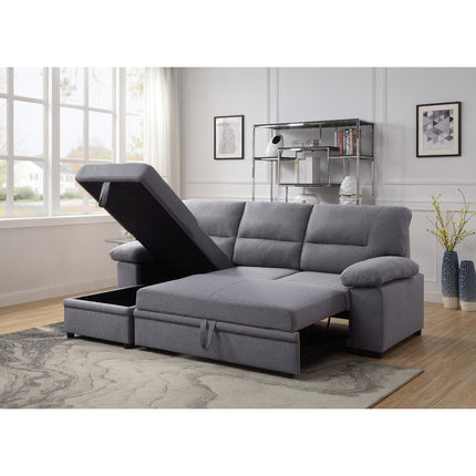 ACME 55525 Nazli Reversible Storage Sleeper Sectional Sofa, Gray Fabric