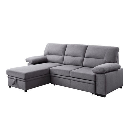 ACME 55525 Nazli Reversible Storage Sleeper Sectional Sofa, Gray Fabric